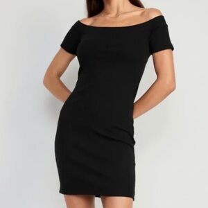 Old Navy Off Shoulder Ribbed Mini Dress Black